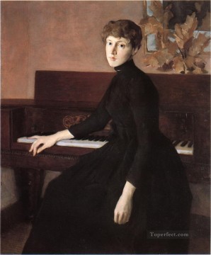 ピアノの前で ジュリアン・オールデン・ウィアー Oil Paintings